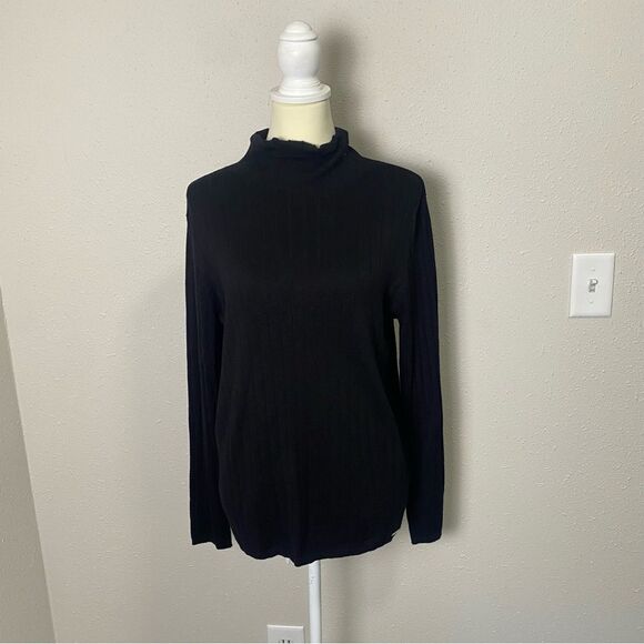 Calvin Klein Simple Chic Black Ribbed Turtleneck Womens Size Large Closet Staple - Picture 3 of 13